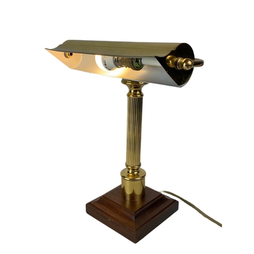 15 - Vintage brass desk lamp. 37cm