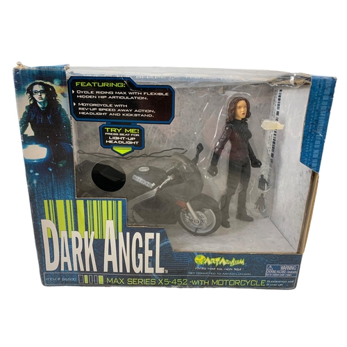 161 - 3 Dark Angel action figures in boxes. “Max series X5-452 with motorcycle, Max series X5-452 season 1... 