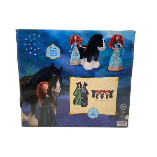 163 - 2 Disney “Brave” toys in boxes. “Merida & Angus, Transforming Queen Elinor Doll” largest box 41x18x3... 