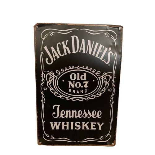 180 - 2 advertising signs and a beer mat. Jack Daniels, Budweiser and Jose Cueruo. Largest 60cm