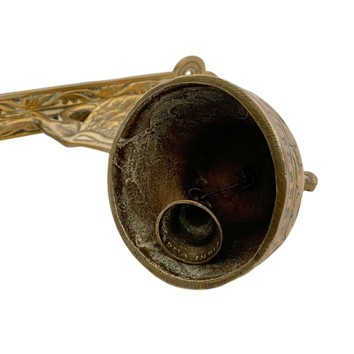 183 - Brass wall hanging bell. 25cm