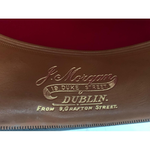 195 - Early 20th century J. Morgan Dublin hat box with silk bowler hat.