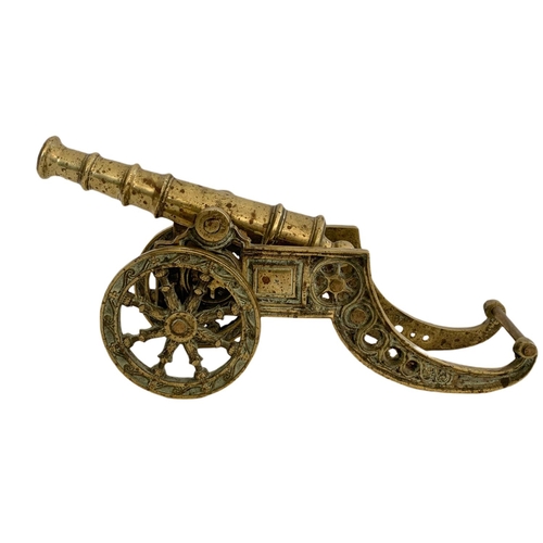 202 - Large vintage heavy brass cannon. 41cm