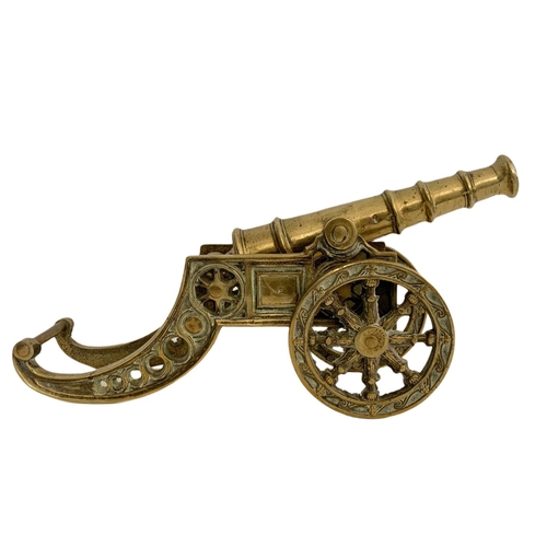 202 - Large vintage heavy brass cannon. 41cm