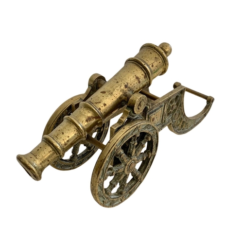 202 - Large vintage heavy brass cannon. 41cm