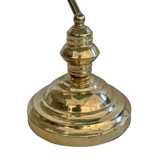 213 - Vintage brass desk lamp with glass shade. 38.5cm