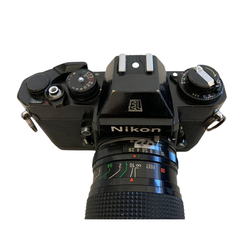 217 - Nikon camera, a camera flashlight and a Philips camcorder in case with accessories