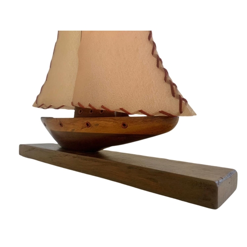 223 - 1930/50’s vintage lamp in shape of a yacht. 43x41cm