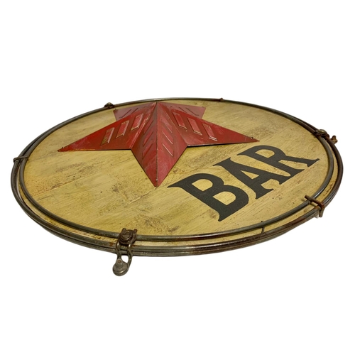 233 - Vintage advertising sign for Star Bar. 56x58cm