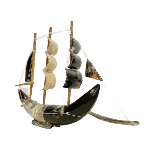 235 - Model boat made from horn. 49x34cm