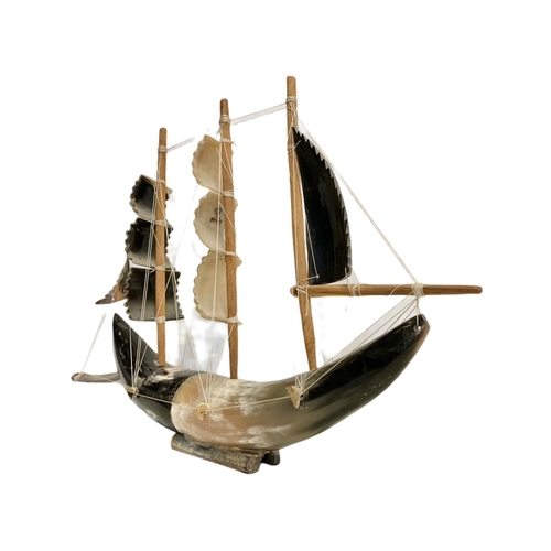 235 - Model boat made from horn. 49x34cm