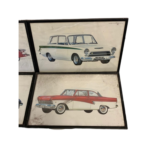 237 - 4 pictures of Ford cars. 51x33.5cm