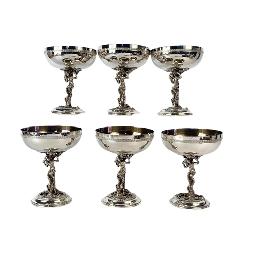 398 - Set of 6 Spanish ornate silver plated goblets. 10/12.5cm