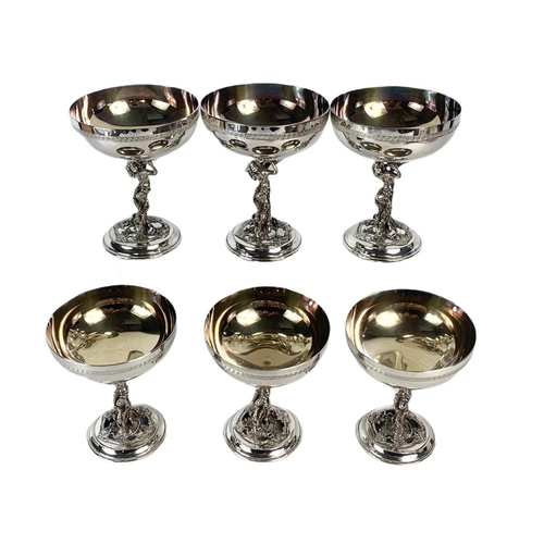 398 - Set of 6 Spanish ornate silver plated goblets. 10/12.5cm