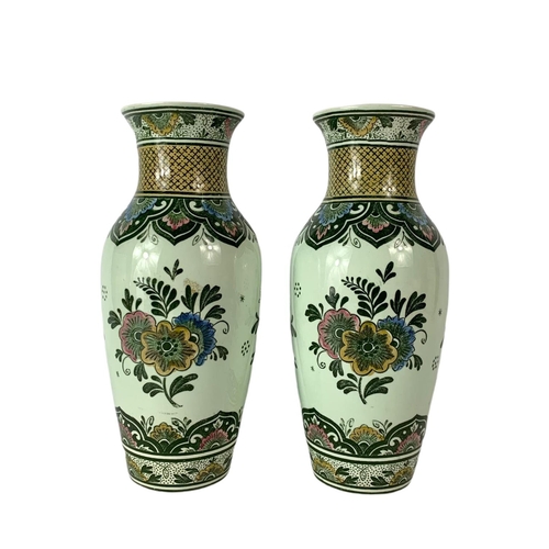 404 - Pair of German pottery vases by Villeroy & Boch. 24cm