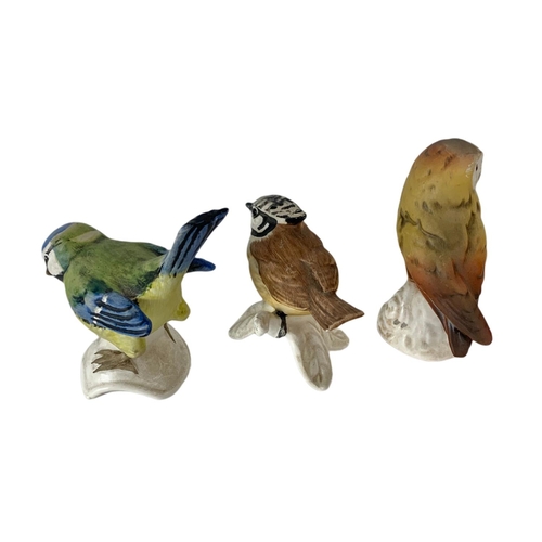 405 - 3 Goebel pottery bird figures. 8cm