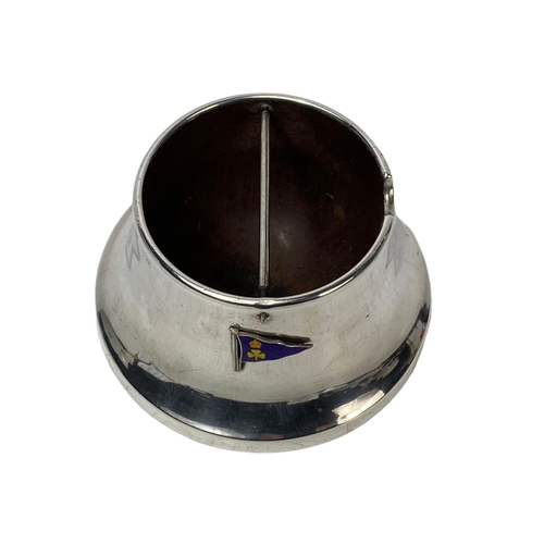 653 - Sterling silver and Bakelite Royal North of Ireland yacht club ash tray. 12/7cm