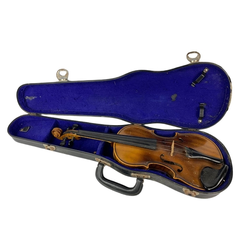 7 - Boosey & Hawkes Golden Strad violin in case. Violin measures 58cm. Case 74cm.