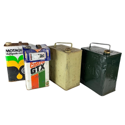 70 - Vintage petrol and oil cans. Castrol, Pratts, Motaquip