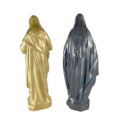 75 - 2 large early 20th century religious figures or Jesus and Mary. 65cm