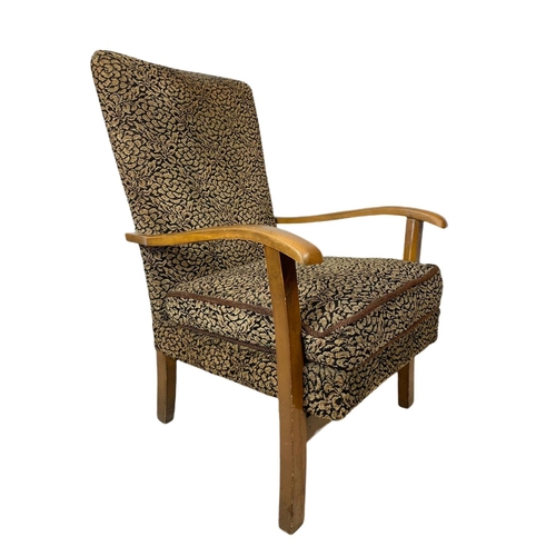 786 - Vintage beech framed armchair.