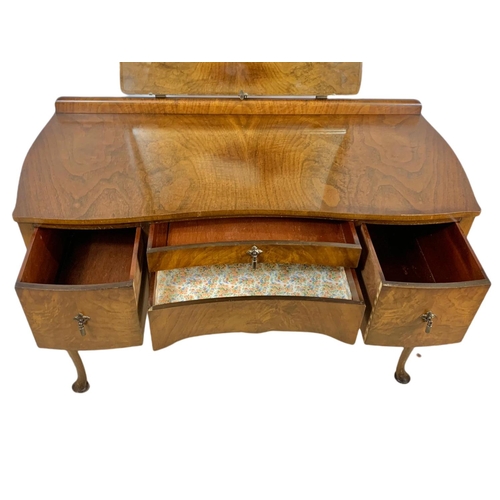 804 - Vintage walnut dressing table with stool. 118x55x157cm