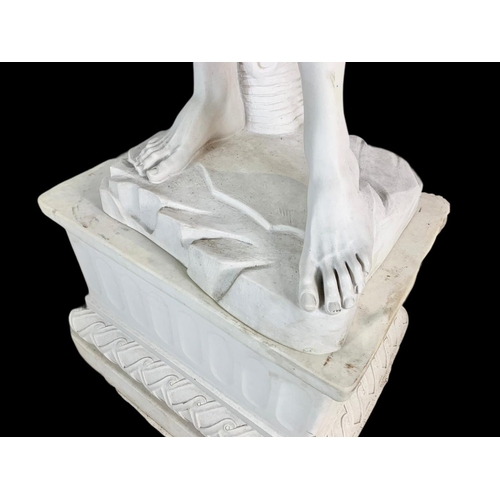 807 - Over 7 foot tall Italian reconstituted marble Lorenzo Dal Torrione figure of David on plinth