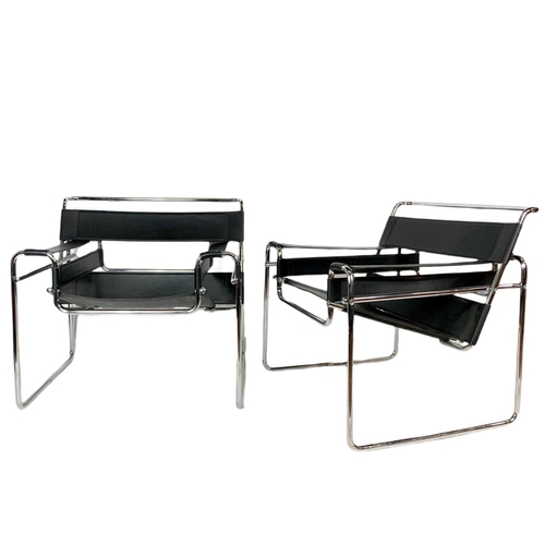 809 - Pair of Marcel Breuer Wassily style mid century modern chairs.