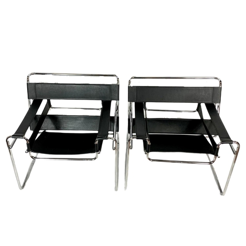 809 - Pair of Marcel Breuer Wassily style mid century modern chairs.