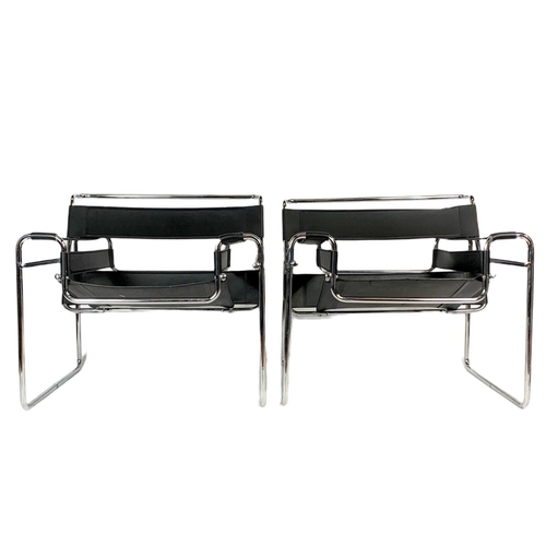 809 - Pair of Marcel Breuer Wassily style mid century modern chairs.