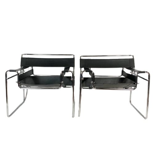 809 - Pair of Marcel Breuer Wassily style mid century modern chairs.