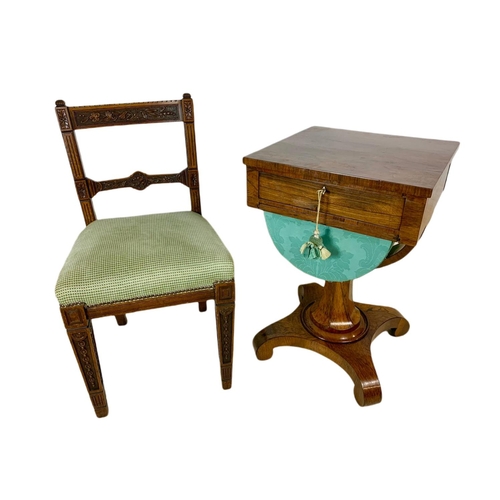 810 - William IV rosewood sewing table. 48x48x75cm