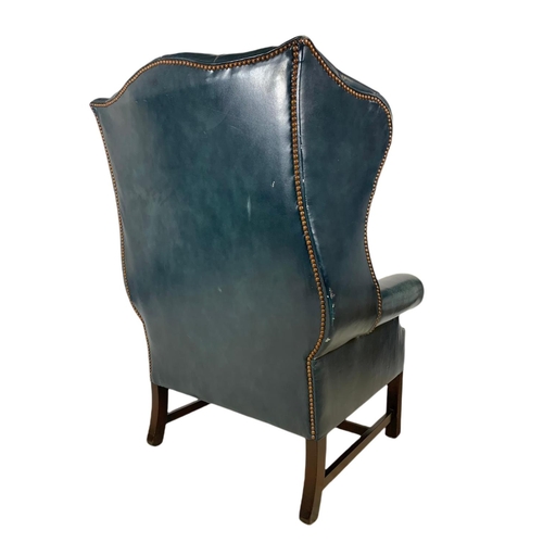 812 - Large Georgian style deep button leather wingback armchairs. 82x73x114cm