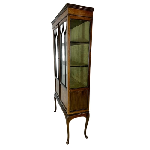 819 - Large Edwardian inlaid mahogany display cabinet. 91/33/169cm.