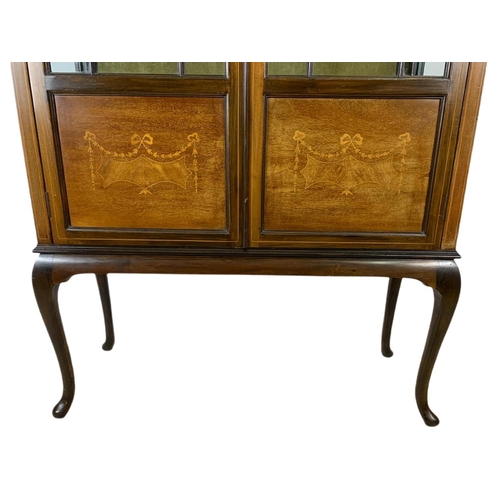 819 - Large Edwardian inlaid mahogany display cabinet. 91/33/169cm.