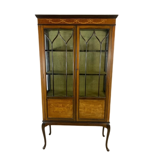 819 - Large Edwardian inlaid mahogany display cabinet. 91/33/169cm.