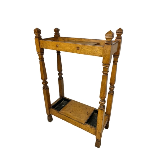 821 - Edwardian oak umbrella/stick stand, 48x22x75cm