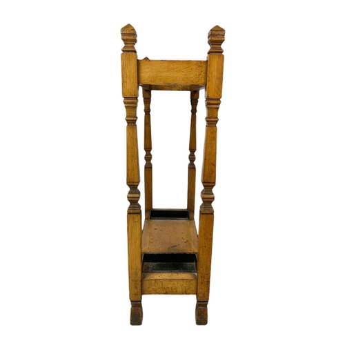 821 - Edwardian oak umbrella/stick stand, 48x22x75cm