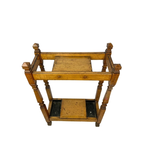 821 - Edwardian oak umbrella/stick stand, 48x22x75cm