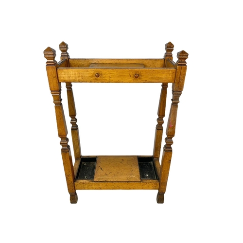 821 - Edwardian oak umbrella/stick stand, 48x22x75cm