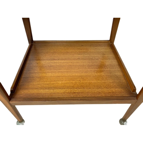 822 - Teak mid century 2 tier serving trolley by Remploy. 75/44/69cm