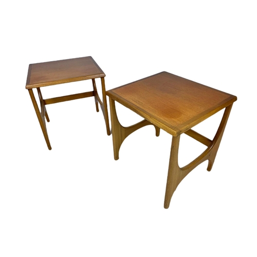 823 - Pair of teak mid century side tables by Stonehill. 46x43x49cm