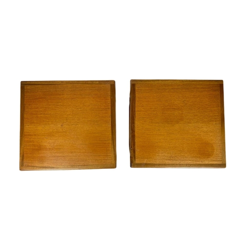 823 - Pair of teak mid century side tables by Stonehill. 46x43x49cm