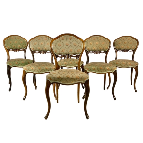 830 - Set of 6 Victorian rosewood balloon back chairs.