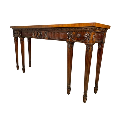 833 - Large Georgian style mahogany serving table/console table in the Robert Adams style. 188.5x44.5x96.5... 