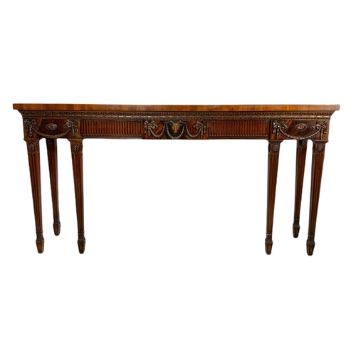 833 - Large Georgian style mahogany serving table/console table in the Robert Adams style. 188.5x44.5x96.5... 