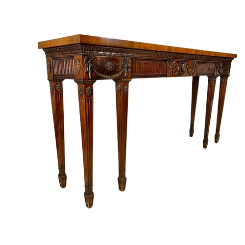 833 - Large Georgian style mahogany serving table/console table in the Robert Adams style. 188.5x44.5x96.5... 