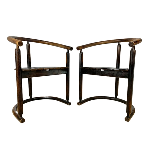 837 - Pair of early 20th century Chinese bentwood armchairs.