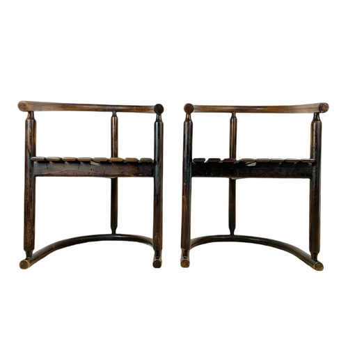 837 - Pair of early 20th century Chinese bentwood armchairs.