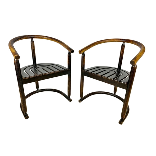 838 - Pair of early 20th century Chinese bentwood armchairs